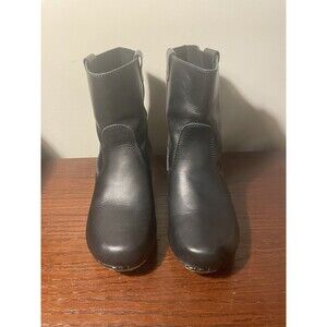 Sanita Boots Womens 40 Juna Wooden Ankle Bootie Black Casual Wood Heel NEW